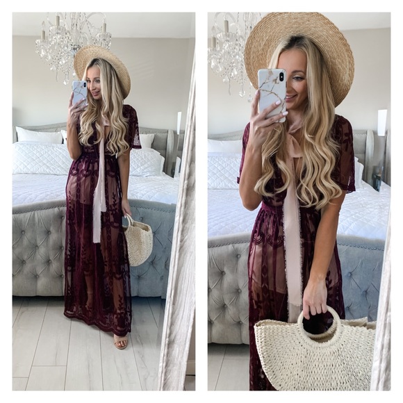 Little Pearls of Life Dresses & Skirts - FINAL 2!!! Burgundy Lace Maxi Romper